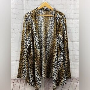 Jazz USA Womens Extended Plus Size 5X Thin Shiny Leopard Light Weight Jacket